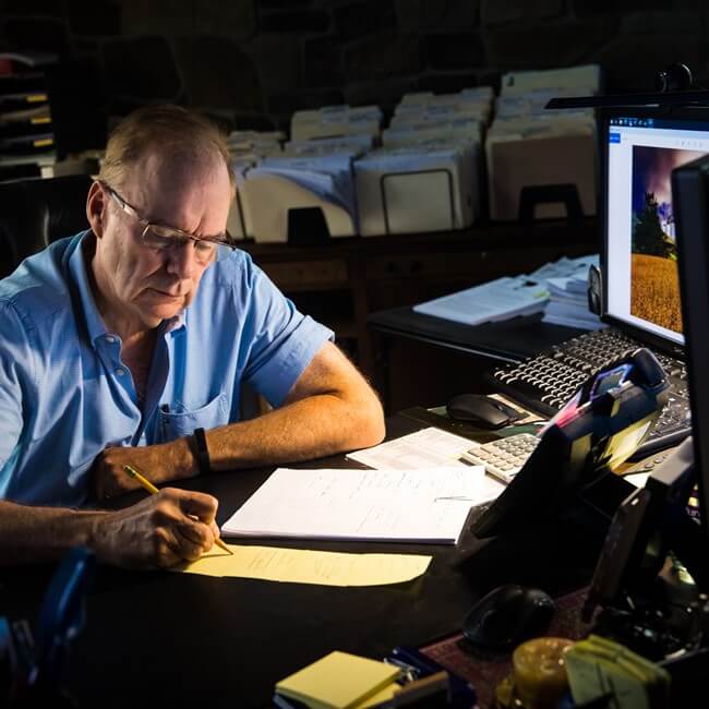 David Jaindl working at desk