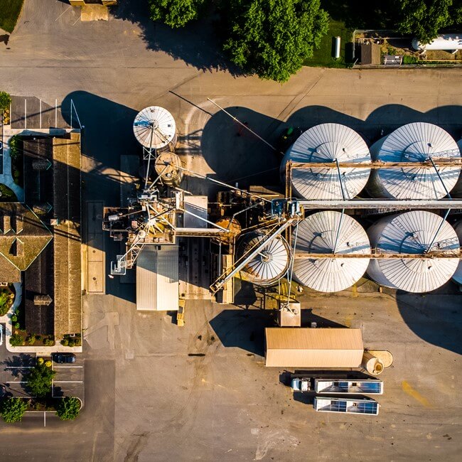 Birds eye view of farm