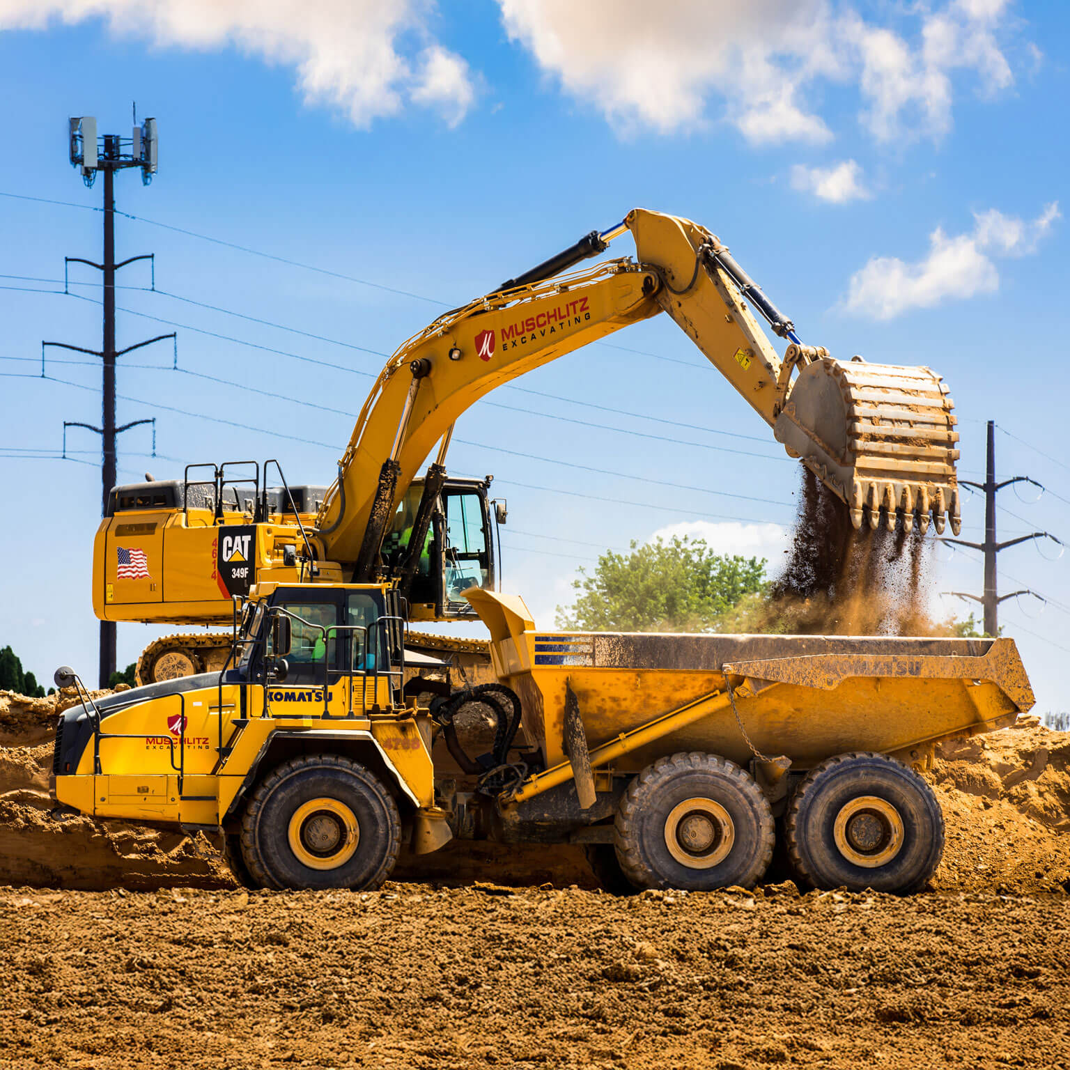 Construction equipment developing land